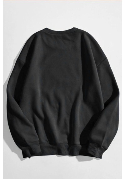 Los Angeles California Sweatshirt - Siyah Baskılı Oversize Kışlık Kalın Bisiklet Yala Siyah