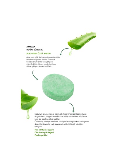 Aloe Vera Özlü Süngerli Doğal Güzellik Sabunu Cilt   Etkili Diğer