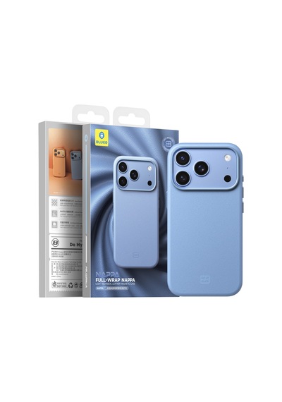 Apple iPhone 18 Pro Max Uyumlu 6.9 Nappa Premium Vegan Deri Magsafe Kılıf Light-blue