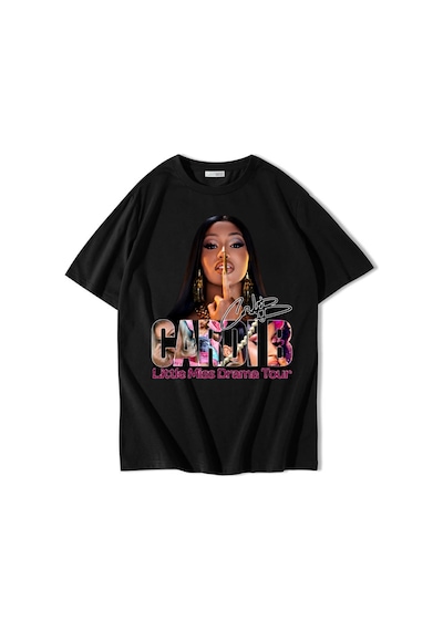 Brz Collectıon Brz Collection Unisex Oversize Cardi B T-shirt Siyah