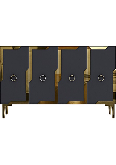 Ka1233ag Seza Konsol Ve Tv Sehpası Antrasit-gold 120cm
