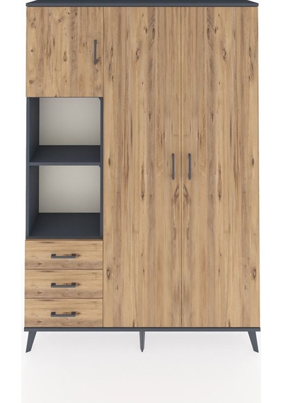Arges Dolap 6 Raflı 3 Çekmeceli Tek Askılı 132x30x195 Antrasit-çam/çam Atlas Çam/atlas Çam Arges Dolap 6 Raflı 3 Çekmeceli Tek Askılı 132x30x195 Antrasit-çam/çam Atlas Çam/atlas Çam