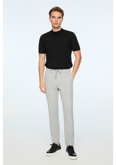 Morven Erkek Gri Poliviskon Trend Düz Slim Fit Jogger Pantolon 26ms003040100 Gri
