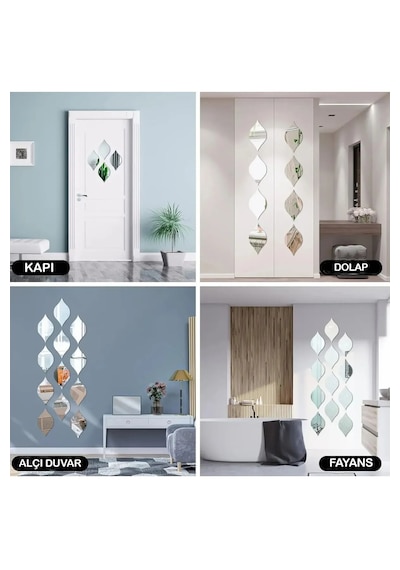 Dekoratif Su Yolu Aynalı Gümüş Pleksi Dekorasyon Ürünü 12x7 Cm