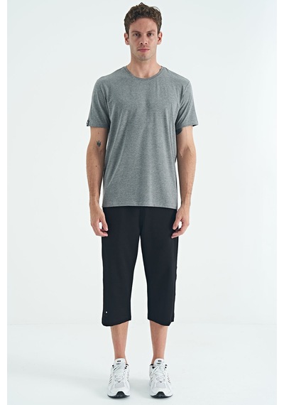 Tommy Life Gri Melanj Erkek Basic Kısa Kol Standart Kalıp O Yaka T-shirt - 87911 GRI MELANJ