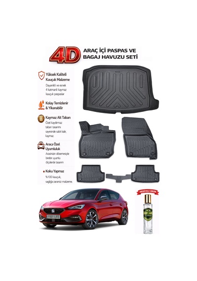Seat Leon 2025 Model Araca Özel Kokusuz Paspas Takımı + Bagaj Havuzu
