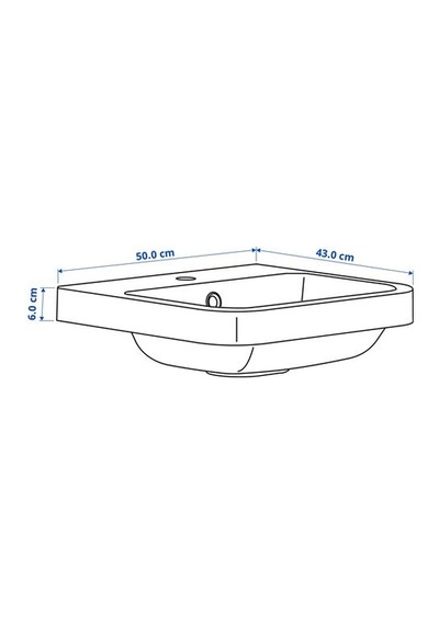Ikea Backsjön Yarı Gömme Lavabo, Beyaz, 50x43 Cm