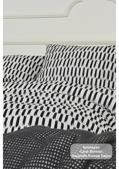 Elart Carlos Nevresim Takımı King Size %100 Pamuk Ranforce Lastikli Çarşaf 240x220 Cm Siyah Siyah