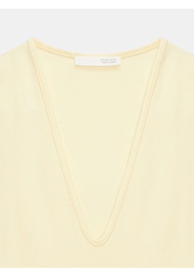 Dilvin 32835 V Yaka Bodysuit-açık Sarı