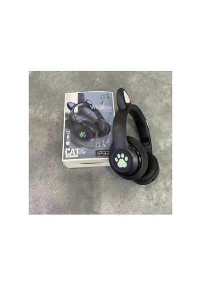 Rgb Işıklı Kedi Kulak Kulaküstü Bluetooth Kulaklık Siyah