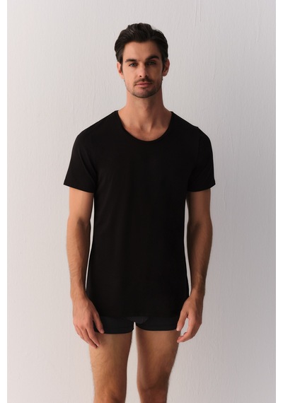 Suwen Smart Cotton Modal T-shirt Sw0004607f012 Siyah
