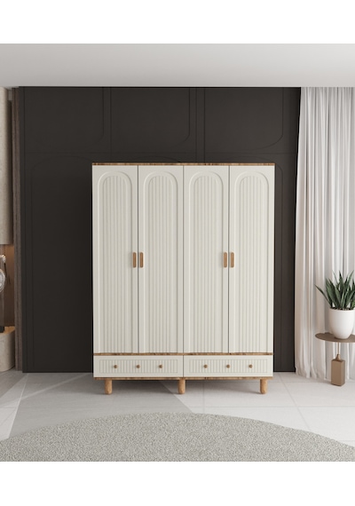 Mila 4 Kapaklı Çekmeceli Gardırop - Tamamı Mdf Aytaşı Mila 4 Kapaklı Çekmeceli Gardırop - Tamamı Mdf Aytaşı