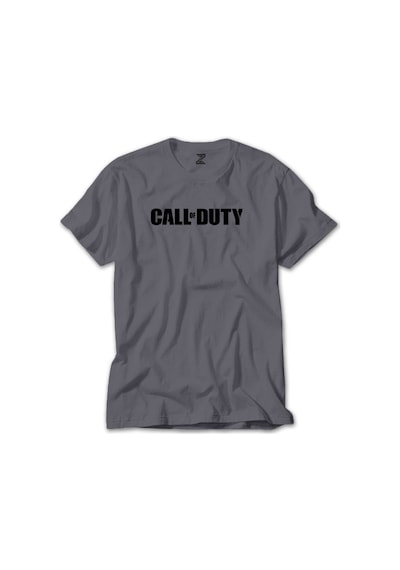 Call Of Duty Black Text Gri Tişört