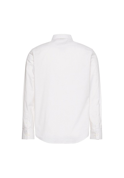 Calvin Klein Ls Yd Erkek Çizgili Oxford Beyaz Klasik Gömlek-13084 Chalk
