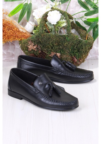 Pierre Cardin 25101 Siyah Hakiki Deri Erkek Babet Loafer Erkek Ayakkabı Siyah