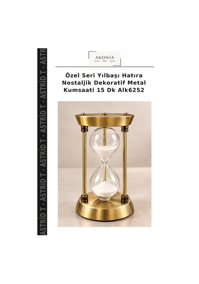 Özel Seri Yılbaşı Hatıra Nostaljik Dekoratif Metal Kumsaati 15 Dk Alk6252 Çok Renkli