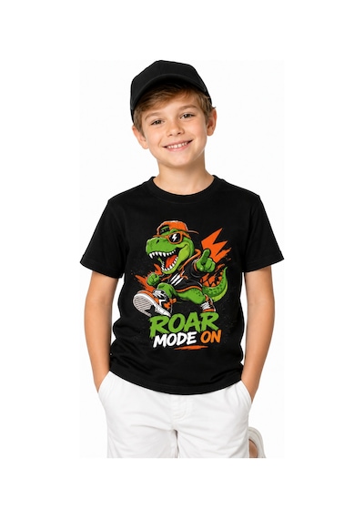 Bayloranzzo Roar Mode On %100 Pamuk Premium Kalite Erkek Çocuk Tişörtü Siyah