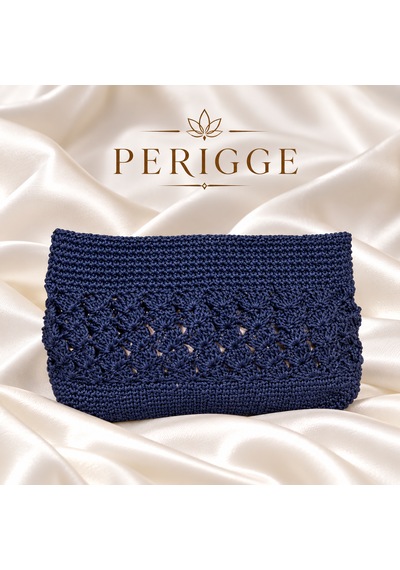 Periggecom Kagıt İp Portföy Peri Örnek Portföy Clutch Çanta Lacivert