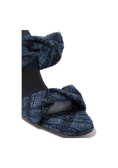 Aquazzura 95mm Topuklu Şık Denim Görünümlü Tweed Terlik Mavi