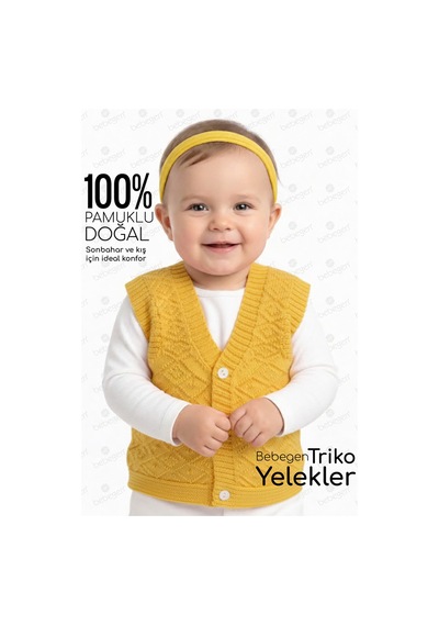 Bebegen Triko Sarı Bebek Yelek Çok Renkli