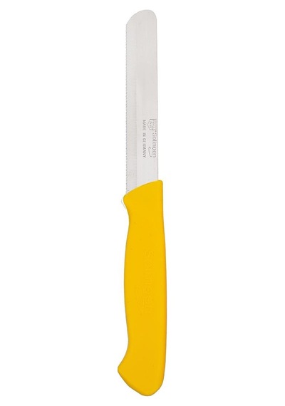 Solingen Ava Sarı Bıçak Tırtıklı, 18,5 Cm, Paslanmaz Alman Çeliği, Ergonomik Sap Tekli -144 Sarı