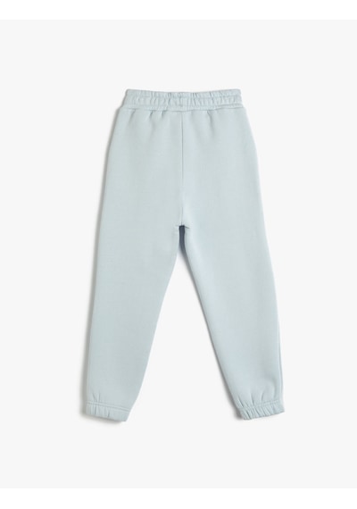 Koton Jogger Eşofman Altı Yazı Baskılı Cepli Beli Lastikli Şardonlu Mavi 4wkg40162ak Mavi