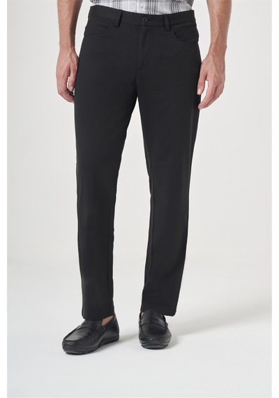 İmza Siyah Yan Cep Örme Slim Fit Casual Pamuklu 5 Cep Pantolon 1003260906