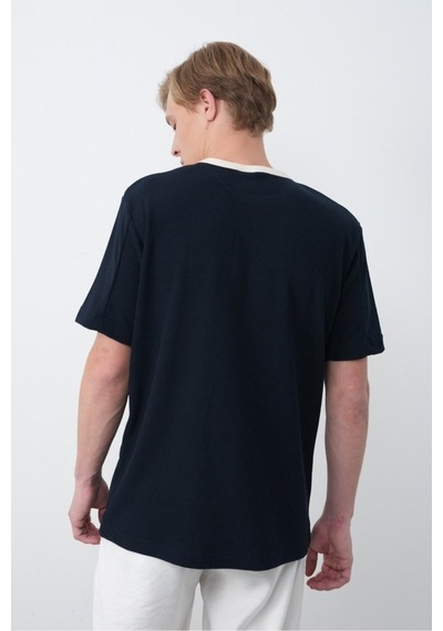 Baselco Unisex Dokulu 90's T-shirt Lacivert