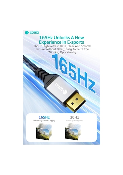 Erkek Displayport To Dişi Displayport Uzatma Kablosu 2 Metre - 8k 60hz / 4k 165hz Dp 1.4 Dönüştürücü