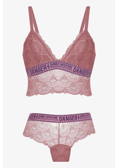 Koza Danger Yazılı Süngerli Bralet Takım - 80227 Pembe
