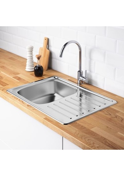 Ikea Fyndıg Tek Gözlü Damlalıklı Eviye, Paslanmaz Çelik, 70x50 Cm