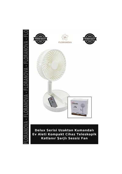 Delux Serisi Uzaktan Kumandalı Ev Aleti Kompakt Cihaz Teleskopik Katlanır Şarjlı Sessiz Fan