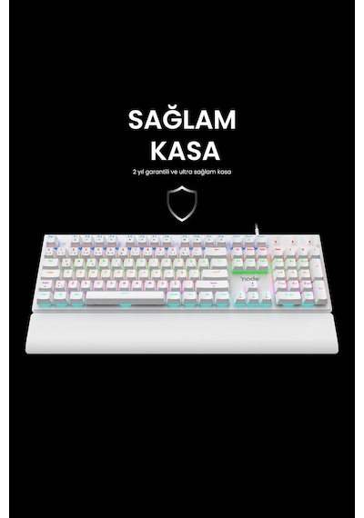 Nova Mk104 Rainbow Bilek Destekli Türkçe Fullanti-ghosting Mekanik Oyuncu Klavyesi Beyaz Blue Switch