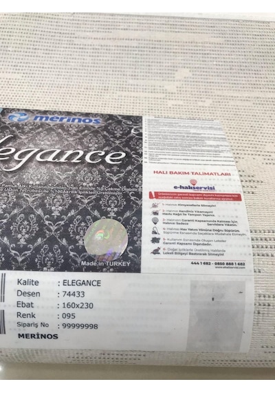 Merinos Halı Elegance 74433 095 Serisi Akrilik Salon Oturma Yatak Odası Halısı Gri