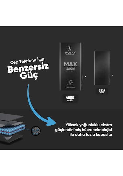 Woyax Apple Uyumlu iPhone 14 Plus  Premium Batarya 4850 Mah Yüksek Kapasite