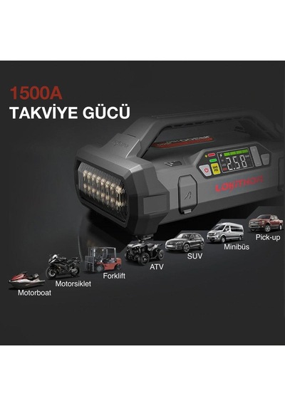 Lokithor Apartx1500 12v 1500amp Li-polimer Akıllı Akü Takviye +