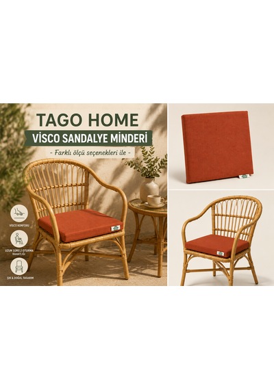 Tago Home Visco Sandalye Minderi 45 45 Cm Kiremit