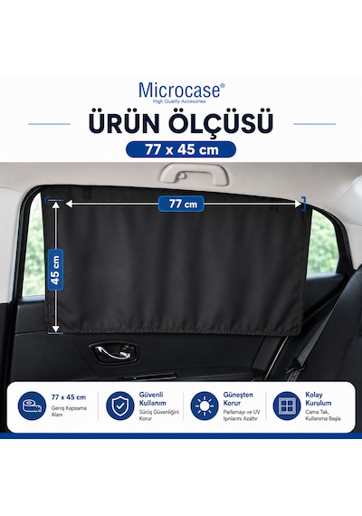 Microcase Universal Oto Güneşlik Perde Yan Cam Güneşliği Anne Bebek Çocuk Perdesi 2 Adet - Al5634 Siyah