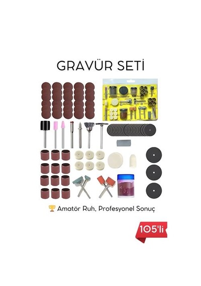 Zenvac 105 Parça Profesyonel Çok Amaçlı Zımpara Taşlama Gravür Kesme Cilalama Uç Seti Dremel Uyumlu 722512 Zenva