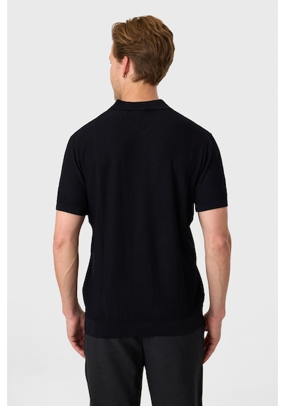 Back And Bond Siyah Regular Fit Fermuarlı Triko Tişört