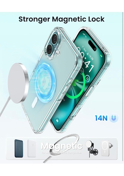Apple Uyumlu iPhone 16 Kılıf Şeffaf Magsafe Şarj Destekli Kamera Tam Korumalı
