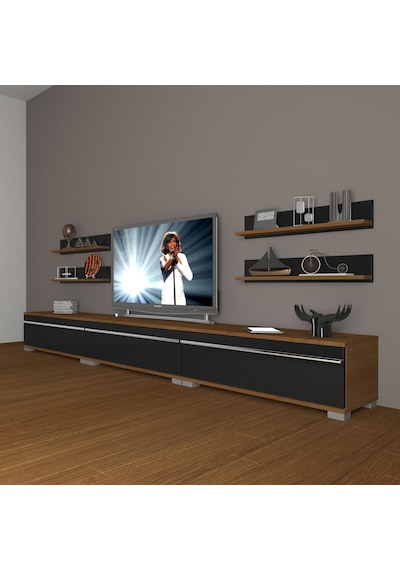 Decoraktiv Eko 270r Mdf Tv Ünitesi Tv Sehpası Ceviz - Siyah