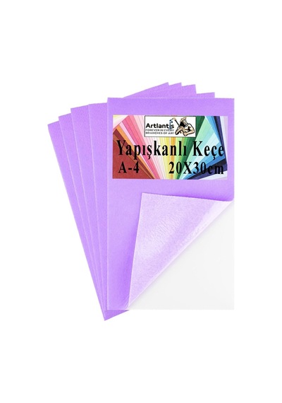 Yapışkanlı Keçe A4 20x30 Cm 5 Li 1 Paket 2.0 Mm Kendinden Yapışkanlı Renkli Hobi Keçesi Elişi Keçe Kumaşı Anasınıfı Kreş Lila