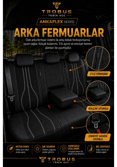 Mg Hs 2018+ Uyumlu Ankaflex Bel Destekli Keten Deri Siyah Beyaz Koltuk Kılıfı