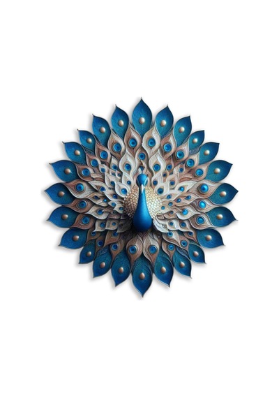 Mavi Tavuskuşu Simetrik - Metal Tablo - Dec0113 90 X 90 Cm Çok Renkli