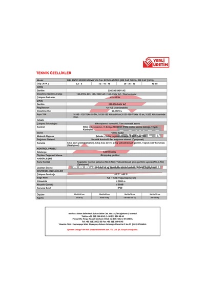 Spower Balance 1 Servo 10 Kva Monofaz 1f/1f Otomatik Voltaj Regülatörü