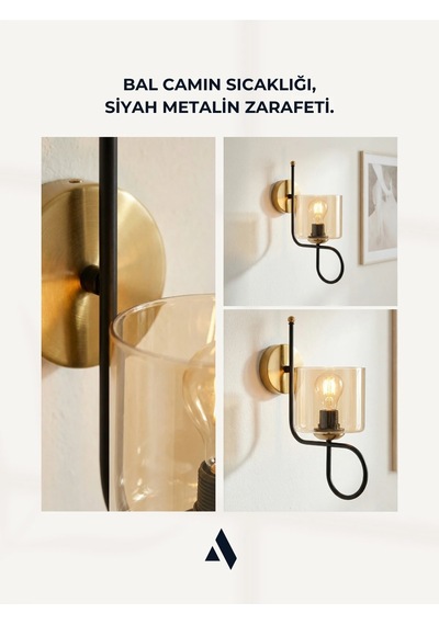 Flow Duvar Apliği Modern Klasik Tarzda Opal Ve Bal Camlı Işıltı Bal