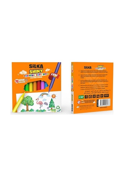 Silka 12'li Shıny Yarım Boy Kuru Boya Kalemi Seti Karışık