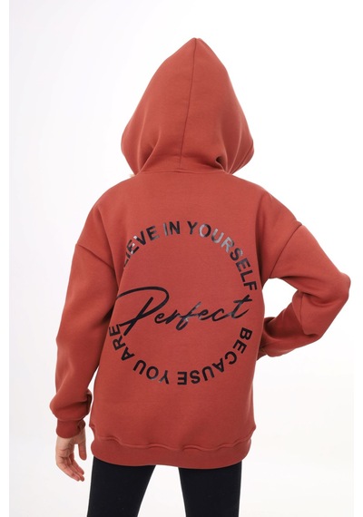 Toontoy Kız Çocuk Oversize Kapüşonlu Cepli Düşük Omuz Baskılı Yırtmaçlı Sweatshirt - 3 İplik Şardonlu Kiremit Toontoy Kız Çocuk Oversize Kapüşonlu Cepli Düşük Omuz Baskılı Yırtmaçlı Sweatshirt - 3 İplik Şardonlu Kiremit