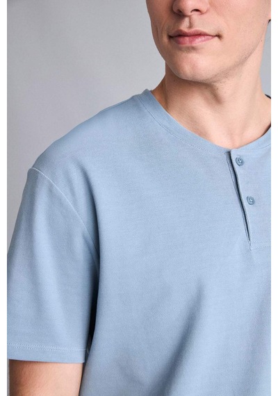 Defacto New Regular Fıt Kısa Kollu 2li Şort Tişört Pike Pijama Takım H5199ax26spbe299 Mavi-be299